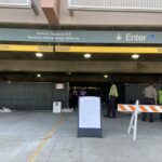 Entrance to federal vaccine supersite at UCLA in Los Angeles, CA. Sunday, Feb. 28, 2021. Halle Steckel/The Occidental
